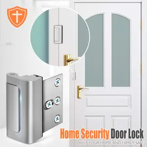 Aluminum Alloy Reinforced Bar Door Lock - Child Safety Hinge Bolt Night Lock, 800 lbs Load Capacity for Inward Swinging Doors