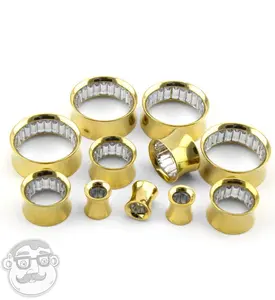 Gold PVD Tunnels with CZ Inlay