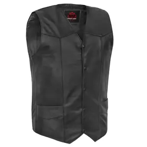 Black Hide™ Men's Tall  Motorcycle Leather Vest