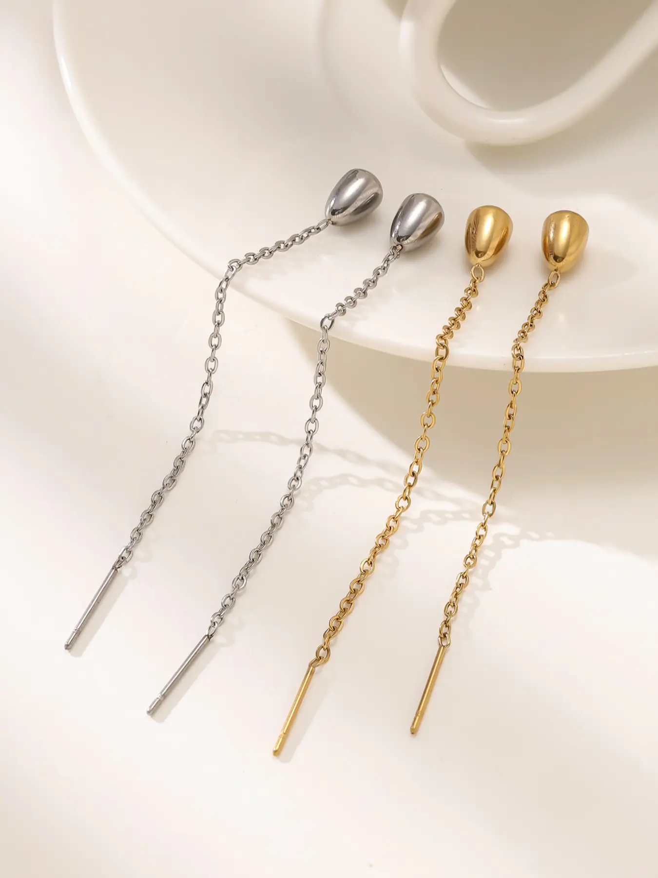 Elegant Water Drop Earrings, Long Tassel Ear Cuffs, Versatile Fashion Accessory, Perfect Gift for Women & Girls, Stylish Lockbone Jewelry