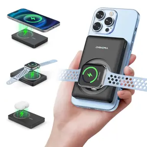 Digiera 5000mAh MagSafe Magnetic Power Bank – Fast Wireless Charging 15W + 20W USB-C – Compatible with iPhone 17/16/15/14/13, Apple Watch & Apple Earbuds – Portable Charger for Travel, Slim & Lightweight,  Black & White Smartphone Compact Chargeable