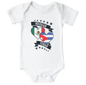 Mexican Cuban Heart Flags Mexico Cuba Baby Bodysuit