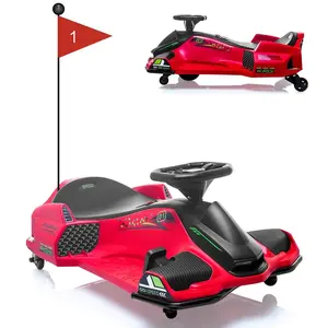 【GARVEE】24V Ride-On Drift Car with 7Ah Battery and 180W Brushless Motor, Electric Drifting Go-Kart for Riders up to 110 lbs, Featuring Music, Front and Tail LED Lights, and Low-Power Alarm in Red