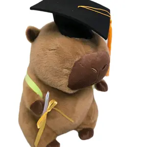 15in graduation capybara plush, decorative couch pillow , cute graduation gift,  capybara with green turtle backpack , ideal for cushions and decor