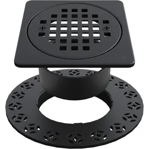 4" Square Shower Drain Grate Replacement Kit - SUS 304 Stainless Steel Removable Drain Cover Compatible with Schluter Kerdi-Drain Flange, CUPC Certified Bathroom Floor Drain (Matte Black) ?