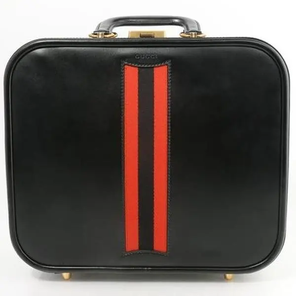 Pre-owned GUCCI Leather Travel Bags Black Duffle with Removable Folder Compartment