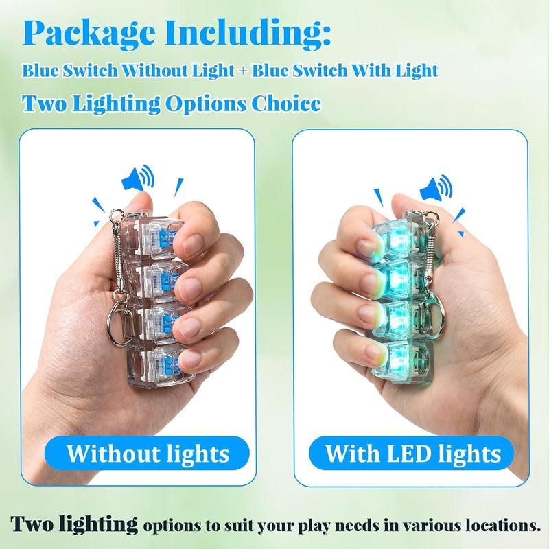 2 Pcs Keyboard Fidget Toy for Adult, Cat Shape Clicker Keyboard Fidget Keychain with LED Lights, White 4-in-1 Loud Stress Relief Fidget Keyboard for Anxiety Decompression (White)