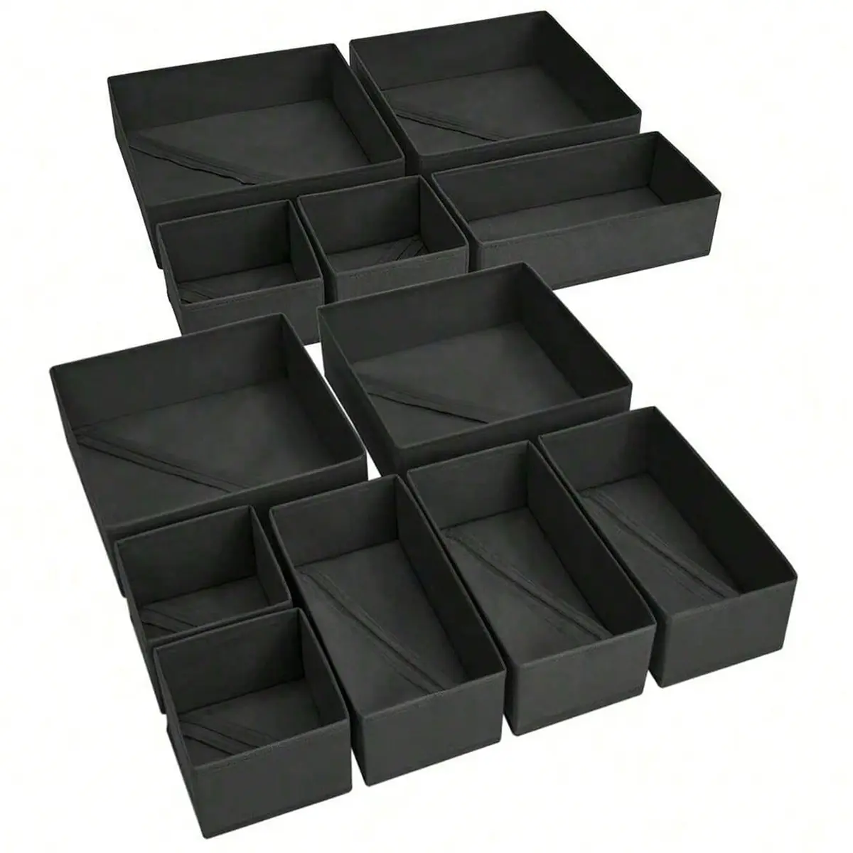 Foldable Fabric Storage Boxes, Wardrobe Storage Boxes, Closet Drawer Organizer Baskets, Dresser Drawer Organizers, Clothes Underwear Socks Separators, 1/6 Pack, Home Storage Solutions, Collapsible Storage Bins, Closet Organiser, Black