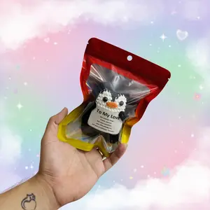 Positive Crochet Penguin Knitted Emotional Support Mini Cow Gift for Women Men Friends Coworkers Handcrafted with Love Premium Cotton Yarn Unique Decor