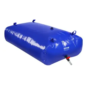 VEVOR 540L/142.65 Gallon Water Storage Bladder, Water Tank, 1000D Blue PVC Collapsible Water Storage Containers, Large Capacity Soft Water Bag,Water Bladder,Fire Prevention,Camping,Emergency Water Use