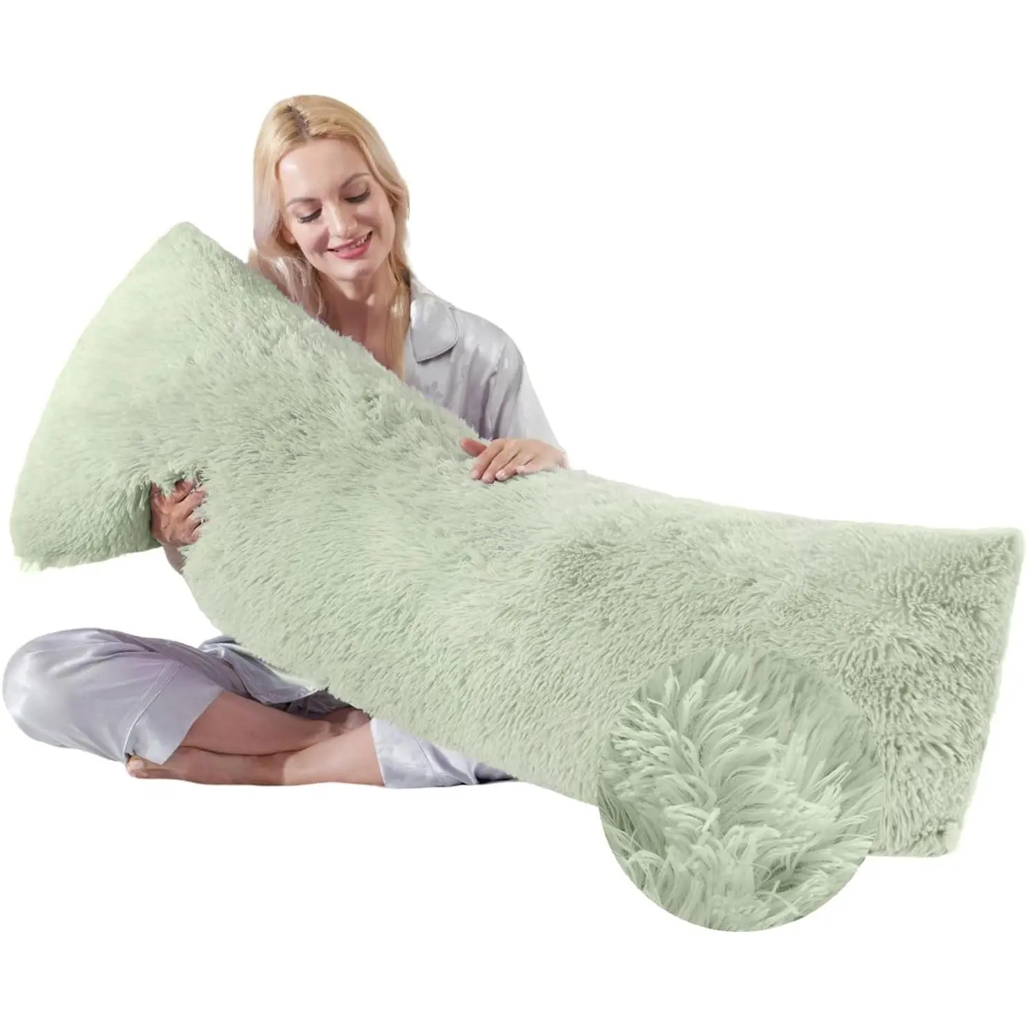 Large Memory   Pillow with Removable Long Firm 20x54  Pillow Cases for Bed Green  Custom  Pillows Snuggles Pillows  Machine Washable