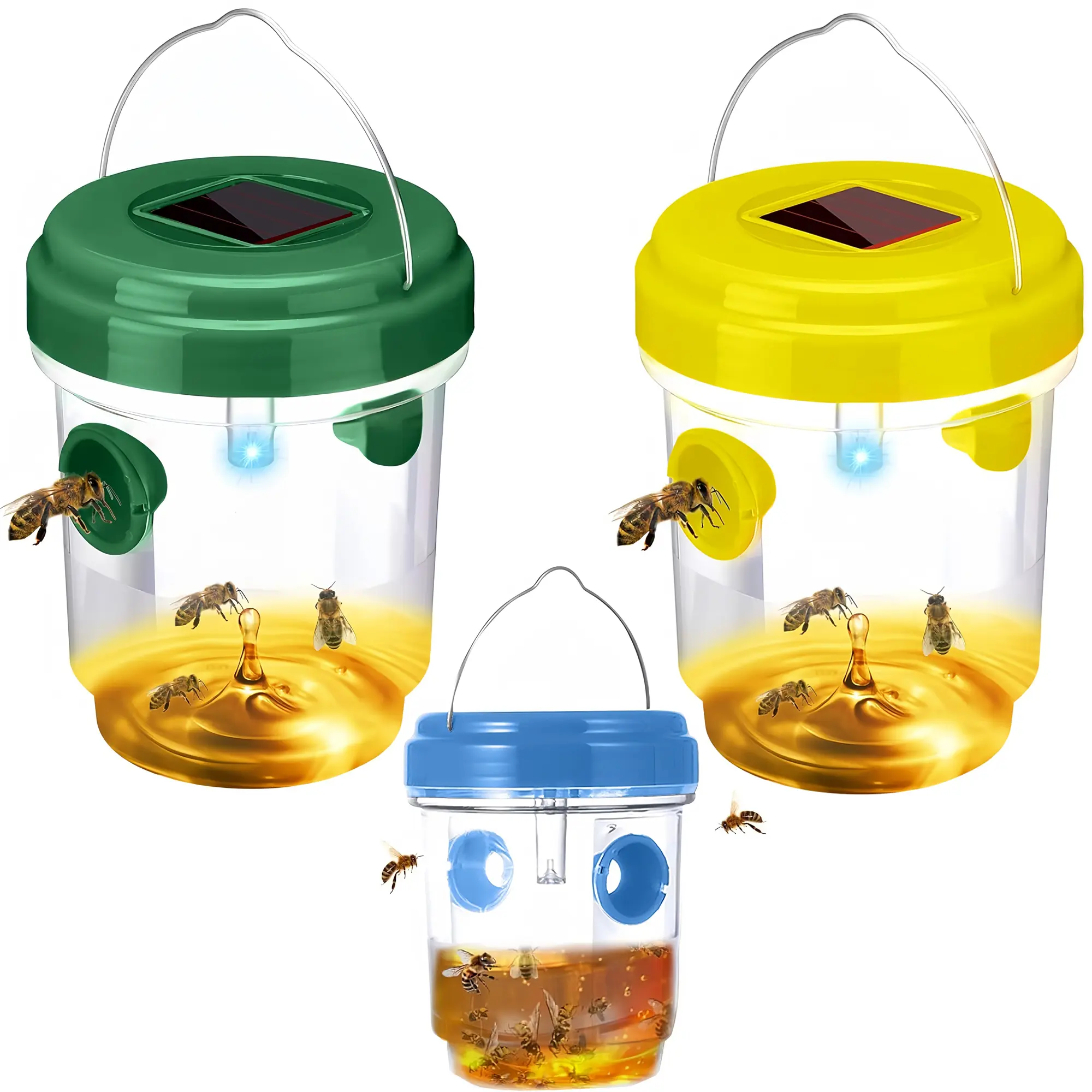 2 PACK Bee Wasp Trap - Solar Wasp Trap, Outdoor Hanging Design Flying Insect Trap