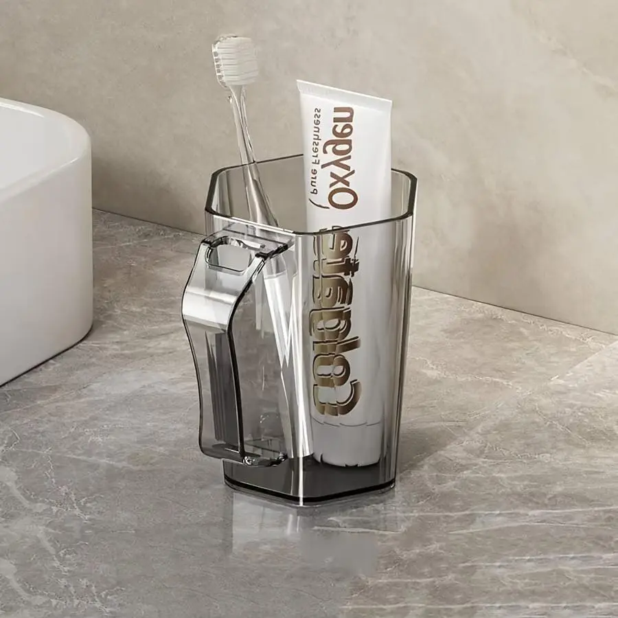 1/4pcs Luxury Toothbrush Holder for Couples/Dormitory, Clear Premium Mouthwash Cup, Bathroom Accessories, Transparent High-Appearance Tooth Mug for Couples//Home Use, Light Luxury Style, Multiple Colors Optional