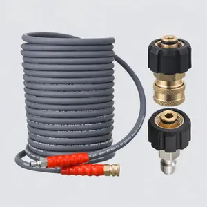 RIDGE WASHER Pressure Washer Hose 50 FT X 3/8 inch, Hot/Cold Water, M22 14mm to 3/8 in Quick Connect, 4000 PSI replacement power wash hose