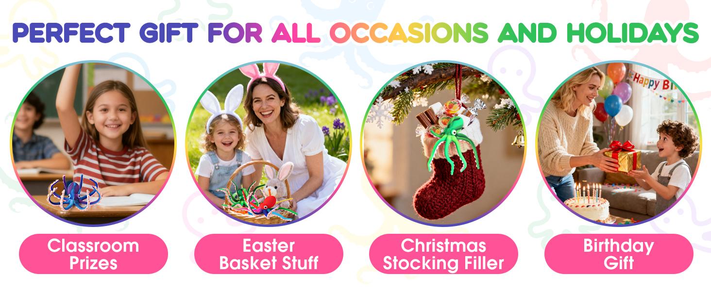 Octopus Fidget Toy with Suction Cups – Silicone Stress Relief and Sensory Play Desk Toy, Bendable Tentacles for Creative Poses, Portable Gift for Kids, Teens and Adults (1 Pc-)