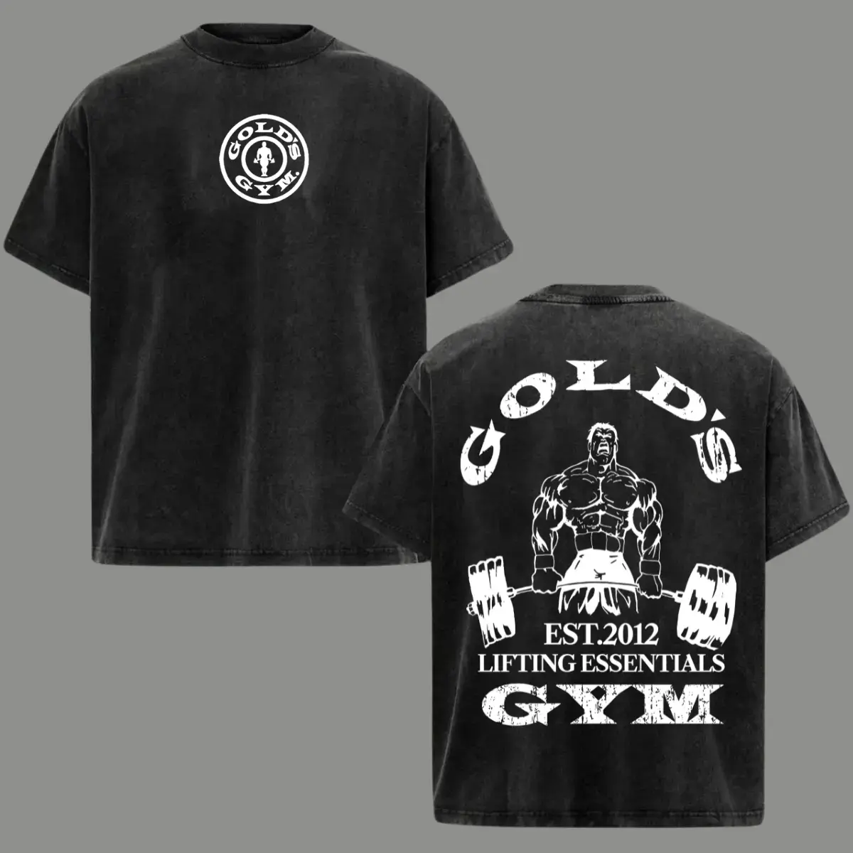 Gold's Gym Men's Oversized Washed Heavyweight Cotton Shortsleeve Lifting T-Shirt - Vintage Bodybuilding Graphic, Deadlift Pump Cover, Unisex Crewneck, Fitness Workout Gift, Casual Streetwear, Tropical Menswear Top Shortsleeve Bestie Tshirt Tshirt fashion