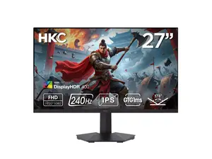 HKC G27H3D 27" 1920×1080 240Hz Gaming Monitor, Full HD Fast IPS Display, 1ms MPRT, HDR400, 90% DCI-P3 Color, HDMI 2.0 + DP 1.4, Hardware Low Blue Light, Tilt Adjustable, VESA Mount – Black