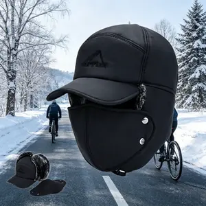 Warm Plush Lined Men's Winter Hat, 3-in-1 Windproof Ear Protection Beanie, Thermal Cold Weather Headwear for Outdoor & Daily Casual Use