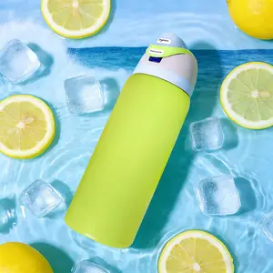 OW(Lemon Limeade) Capacity 32oz /945ml -Layer Vacuum Insulated Portable Drinking Cup Cold-Resistant Stainless Steel Water Bottle with Straw,Features A One-Handed Opening Design, Comes with Handle and Spout, Suitable for Exercise Use, Must-Have for Travel