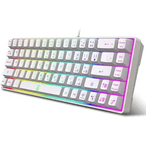 60% Percent Gaming Keyboard, Compact RGB Backlit  Small Mini Keyboard for Windows, PC, Laptop, Gaming (68 , White)