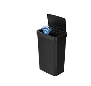 Mainstays Kitchen Automatic Trash Can, 13.2 Gallon Plastic Motion Sensor Garbage Bin, Black