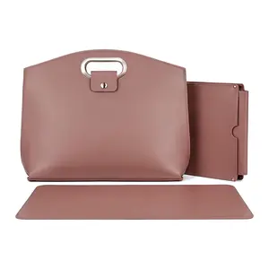 3 PCS Laptop Bag for Women with Large Mouse Pad Waterproof PU Leather 15" Tote Set Work Briefcase 13" Tablet Sleeve Durable Handbag for Office Travel MothersDayGift