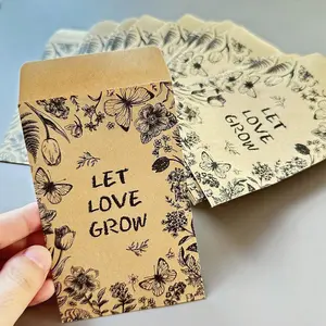 100pcs Seed Envelopes Bulk 3.15 x 4.72 Inch Seed Packets Envelopes Self Adhesive Large Paper Coin Envelopes Resealable Seed butterfly flower Preprinted Small Envelope Collecting Template for Se