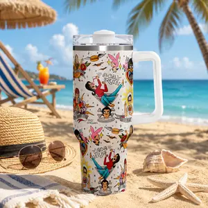 Bobs Burgers 40 oz Cartoon Insulated Stainless Steel Travel Mug With Handle And Lid Leakproof Double Wall Vacuum Insulation Hot Cold Drinkware Car Cup Outdoor Office Camping Gift For Women Men Fans Drinkware Water Bottles