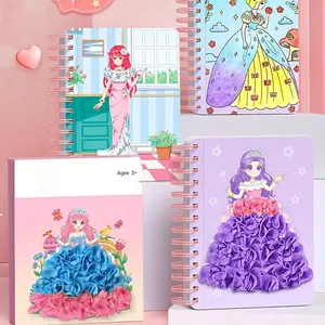 1 set, princess sticker book, magic watercolor & poke art & dress up activity DIY fabric art handmade toys, girl handmade set, children's painting kit
