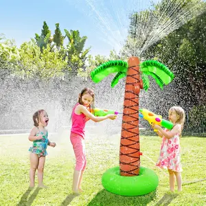 61" Inflatable Palm Tree Sprinkler for Kids, Outdoor Water Spray Toy for Backyard, Pool, and Beach Fun – Hawaiian Party Decor Coconut Tree, Summer Lawn Inflatable Sprinkler for Boys and Girls