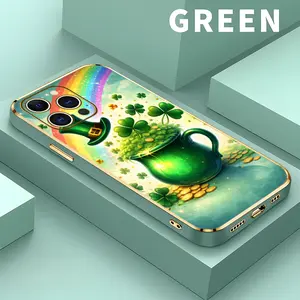 St. Patrick's Day Rainbow Clover Pot of Gold Phone Case， Lucky Irish Style for iPhone 17 16 15 14 13 12 11 Plus Pro Max.