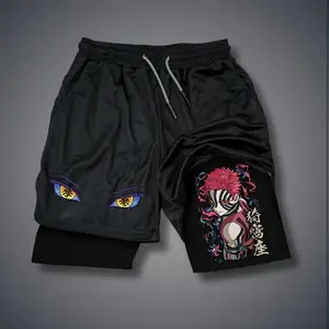 Demon Slayer Akaza 80s 90s summer men shorts for men jorts outfit men graphic shorts Double-layer sports shorts Comfortable short shorts summer