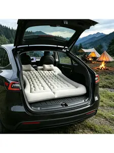 Vehicle Air Mattress, Upgraded Thick Flocking SUV Bed with 2 Support Pillows and Built-in Electric Pump, Foldable Car Cushion for Road Trip Camping & Daily Travel