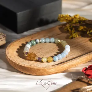 The Moon Reader Morganite Bracelet Lucia Gems  - Perfect for Every Vibe natural gemstone Triple Protection Healing Crystal Success Stone - Black Friday Deal- Holiday Gift - Christmas Gift - Trending ltem Under $30