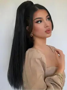 Ponytail Extension 18 inch Long Straight Hair Ponytail Extension for Women Straight Claw Clip Ponytail Extension Claw Clip Straight Hair Ponytail Synthetic Extensions Synthetic Hairpieces