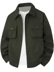 Men's Plus Size Solid Color Jacket Spring Autumn New American Style Lapel Vintage Workwear Outdoor Portable Cool Casual Hooded Pilot Coat