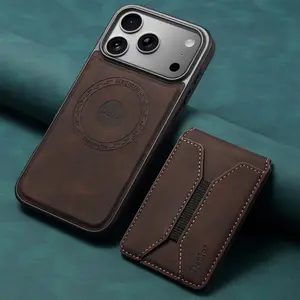 Wireless Charging Magnet Faux Leather Phone Case Card Holder Stand Wallet 2-in-1 For iPhone 17 Pro Max 16 Plus 15 Pro 14 13 12