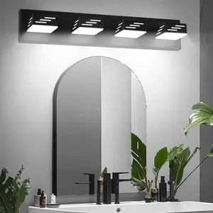 VEVOR 4-Light LED Modern Vanity Light Fixtures, 25.59-Inch, Black Finish Bathroom Wall Lighting Fixture Over Mirror, with IP44 Waterproof, for Bathroom, Living Room, Bedroom, Hallway, Cool White 6000K, 32W Total, Four Bulbs