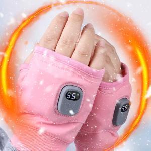 Touchscreen Fingerless Heated Gloves – Rechargeable Hand Warmers for Winter Work Arthritis Pain Relief, Men & Women