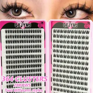 28 Rows 364 Cluster False Eyelashes Book DIY Lash Extension, Mixed Styles, Large Capacity, Cone Tip, C Curl, Natural or Voluminous Look