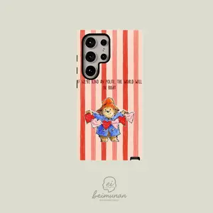 1 pc Paddington bear quote， sturdy shockproof 2in1 protective case for Samsung Galaxy S25 Ultra S25 S24 Plus S23 FE S22 A73 A55 A54 series case couple phone case boyfriend gift holiday gift minimalist fashion protective case