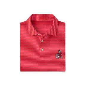 Vintage Dawgs Hemlock Jersey Polo Shirt - School State Wolfpack Striped Performance Polo Shirt for Men – Red Luxury Golf Polo, Breathable Stretch Casual Collared Tee
