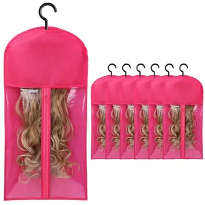 6-Piece Transparent Dust Bags with Hooks, High-Quality Zipper for Smooth Use, Essential Travel Storage for Clothes & Wigs