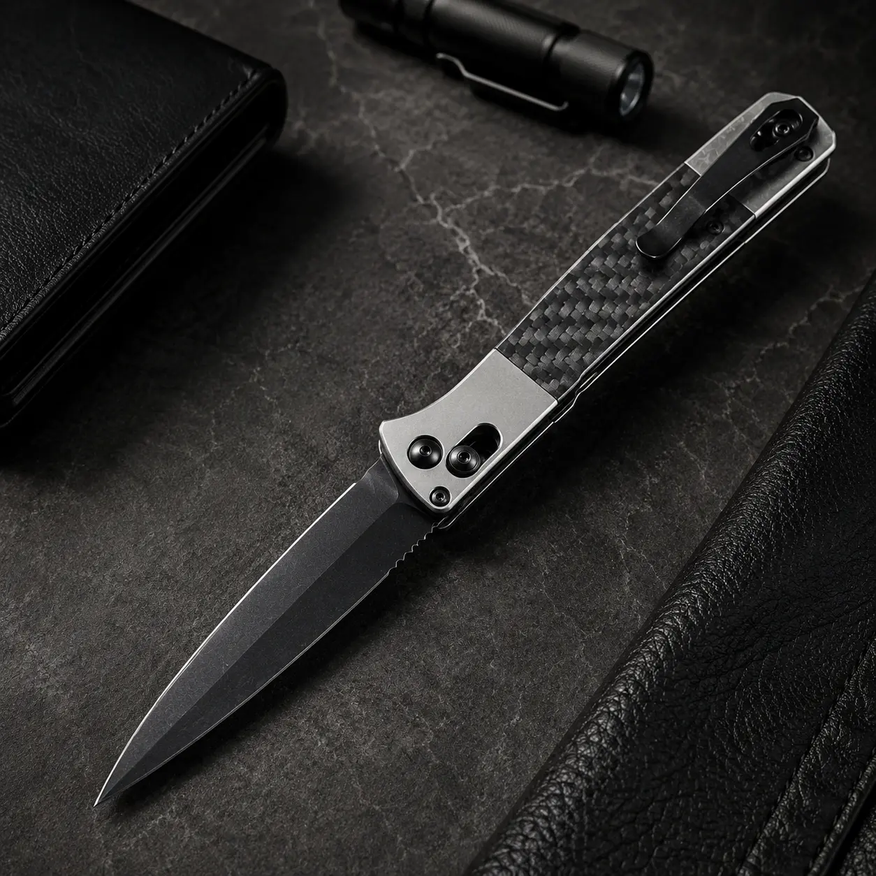 4170 Mini Folding EDC Pocket Knife, Carbon Fiber & Aluminum Ergonomic Handle, High Hardness Long-Lasting Sharp Blade, Portable Multi-Purpose Utility Knife for Kitchen Prep, Hiking & Camping Trips
