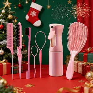 Professional Hair Tool Set, Comb, Tail Comb, Section Clips, Ring Clips, Continuous Spray Bottle, Salon and Home Use, Braiding and Curling, Home Hair Kit