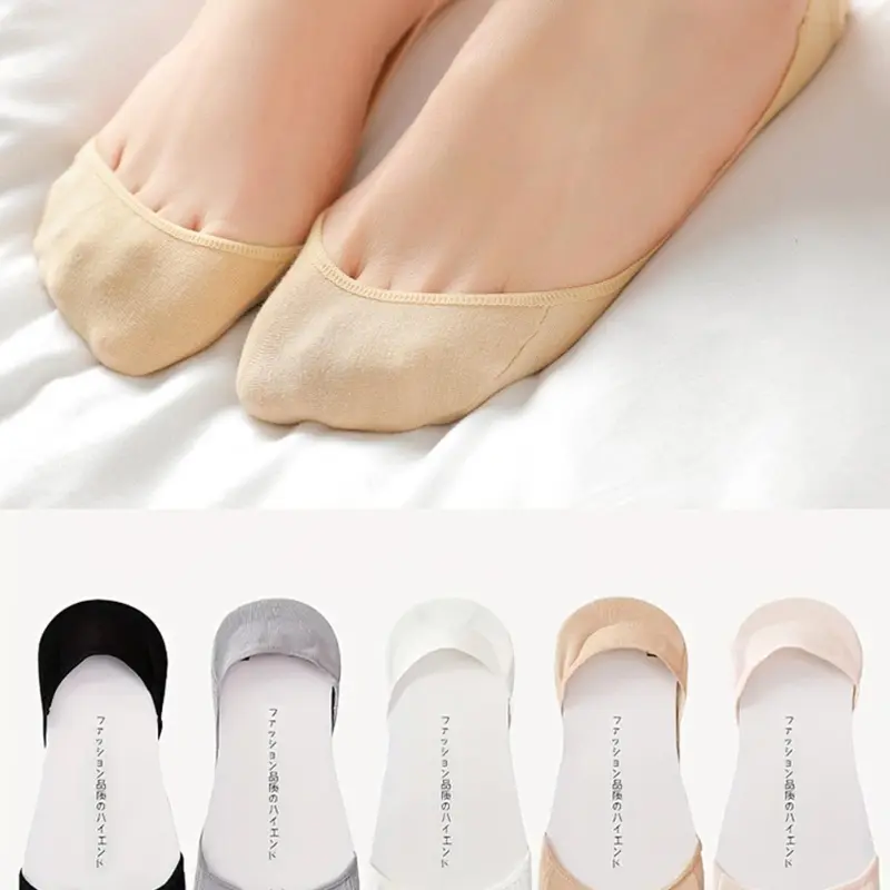 Women's 5 Pairs Solid Invisible Socks, Anti-Slip No Show Liner Socks, Soft Breathable Comfortable Lightweight Socks for Summer Daily Wear