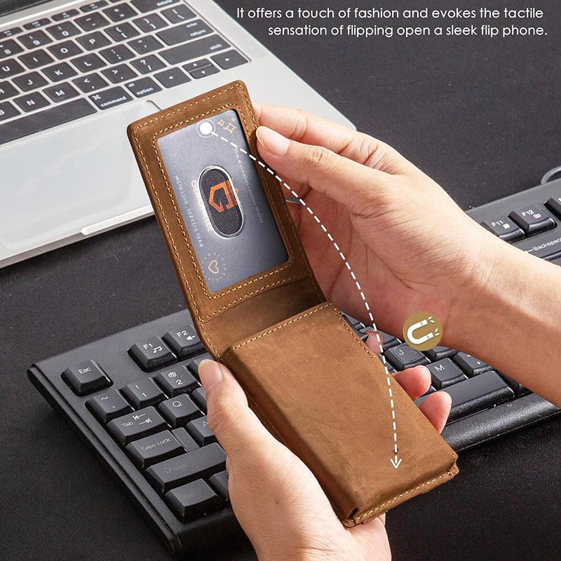 Airtag Credit Card Holder Bifold Slim Minimalist Pop up Wallet RFID Blocking Magnetic Wallet for Men