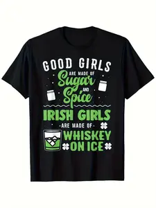 St. Patrick'S Day T-Shirt for Women & Men |   180g 100%, Moisture-Absorbent, Fun Drinking Team Theme, Crew Neck, Short Sleeve, Alphabets Pattern