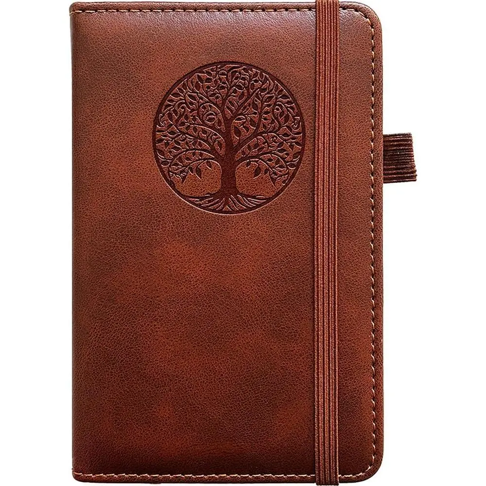 Small Pocket Notebook, Leather Journal Mini (Brown)