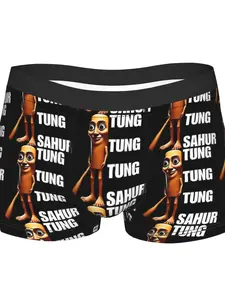 [Brainrot Underwear] Polyester Brain Rot Tung Tung Tung Sahur Meme Italian Brainrot Underwear Briefs Underpants